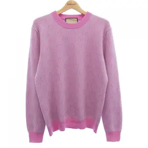 Pre-owned GUCCI Wool Small Leather Goods GG Sweater
