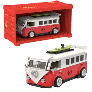 XQ - T1 Camper Block Set - With Collectible Display Box - DIY Display Vehicle - 456 Piece Set - For Ages 8+ - Summer Time Collection