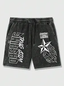 2026 Trending Streetwear Graphic Shorts for Men - Vintage Acid Wash Texture Drawstring Baggy Shorts, Comfortable Loose Fit Cargo Shorts for Music Festivals & Daily Street Style.