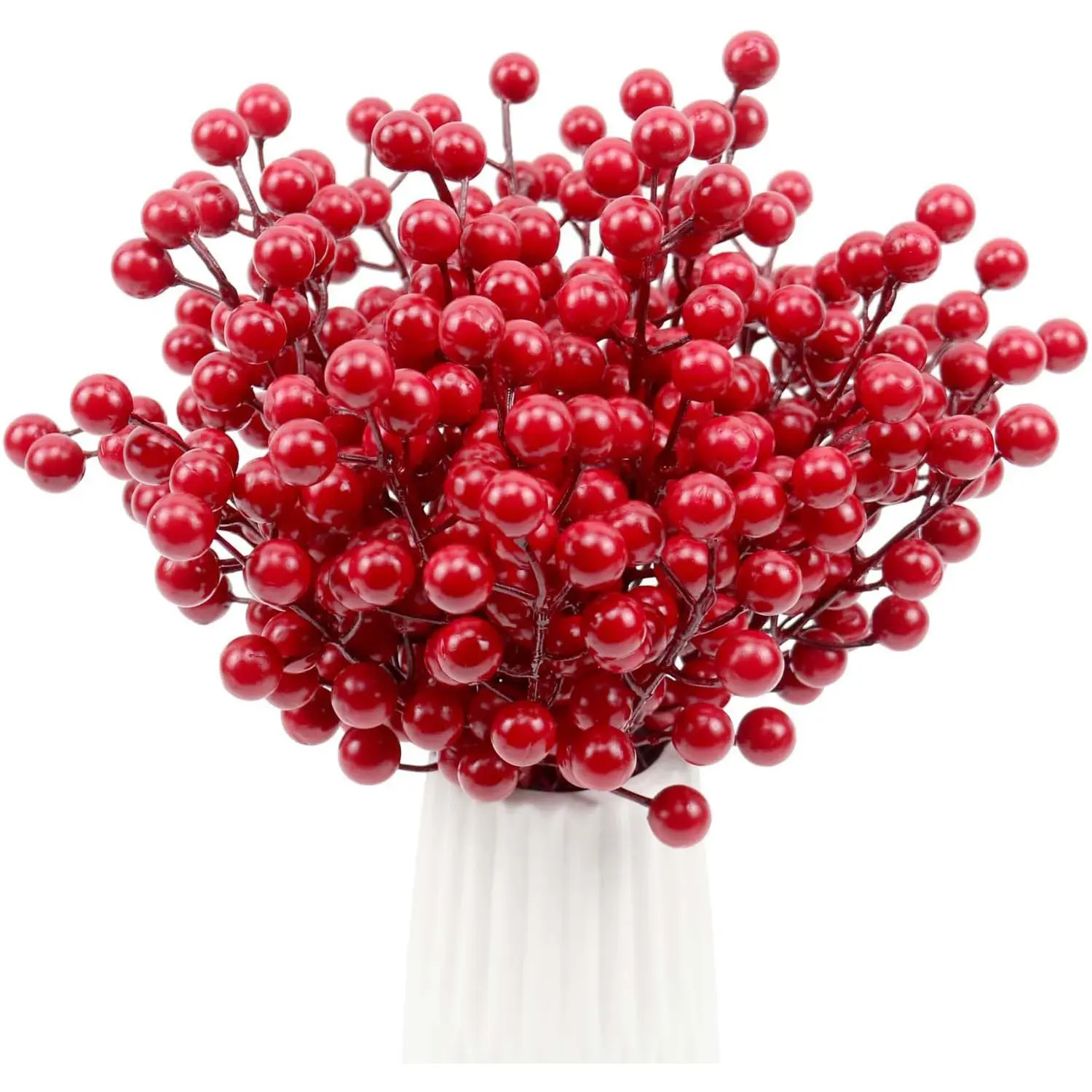 30 Pcs Rich Red Artificial Berry Stems Christmas Red Berry Picks,Winter Fake Berries Bunch Faux Cranberries for Holiday and Home Decor