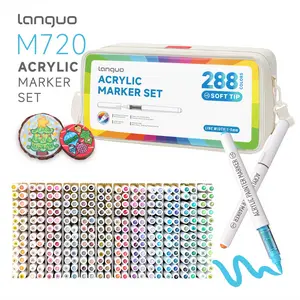 Languo Acrylic Paint Markers Set (24/36/48/60/288 Pack) with Portable Stackable Storage Box, Premium Acrylic Paint Pens for  Painting, Fabric, Ceramic, Wood, Canvas, DIY Crafts Art Supplies office school student gift Retractable colored colorful precision