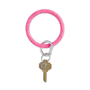 OVENTURE Tickled Pink Confetti Silicone Big O® Key Ring - Durable & Shape-Holding Design with Patented Locking Clasp for Everyday Use - Charm