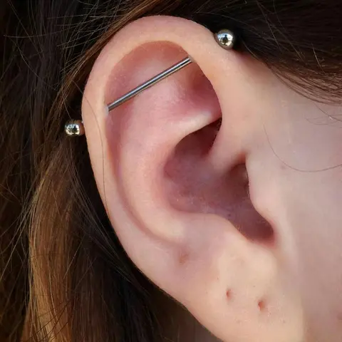 Stainless Steel Industrial Barbell, Vertical Labret Jewelry, Fashionable Body Piercing Jewelry for Women & Men, Trendy All-match & Exquisite Jewelry for Birthday Gift