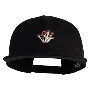 Cluster Mushroom Embroidered 5 Panel Cotton High Profile Flat Bill Unstructured Cap
