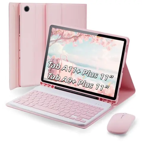 Keyboard Case With Mouse for Samsung Galaxy Tab A9+/Plus 11inch 2023(SM-X210/X216/X218), Case with Keyboard for Samsung Tab A9+ with Pen Holder, Detachable Bluetooth Keyboard for Galaxy A9 Auto Wake/Sleep, Tablet