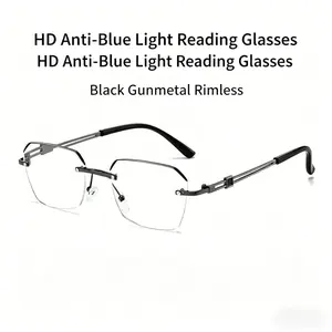 The Modern Minimalist Frameless Blue Blocking Reading Glasses, Ultra-Light Metal Build, Blue Light Defense for Focused Work, Gaming & Everyday Wear