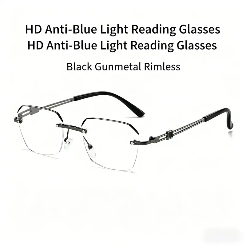 The Modern Minimalist Frameless Blue Blocking Reading Glasses, Ultra-Light Metal Build, Blue Light Defense for Focused Work, Gaming & Everyday Wear