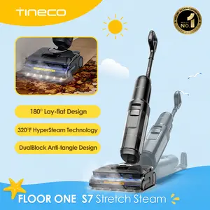 Tineco Floor One S7 Stretch Steam Cordless Wet Dry Vacuum Steam Mop All-in-One, 320℉ HyperSteam, 180° Lay-Flat, Anti-Tangle Design, FlashDry Self-Cleaning, Up to 75 Min Runtime, 320°F Hypersteam, Cordless Freedom