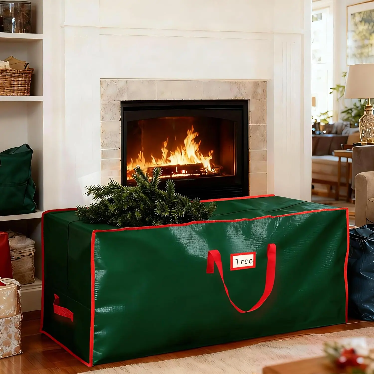 7.5 Ft Christmas Tree Storage Bag, Large Heavy Duty Artificial Tree Bag with Reinforced Handles and Dual Zippers, Extra Large Waterproof Durable Storage Container for Xmas Trees