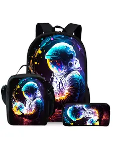 Planet Astronaut Print 3-Piece Backpack Set, Lunch Bag, Pencil Case, Backpack