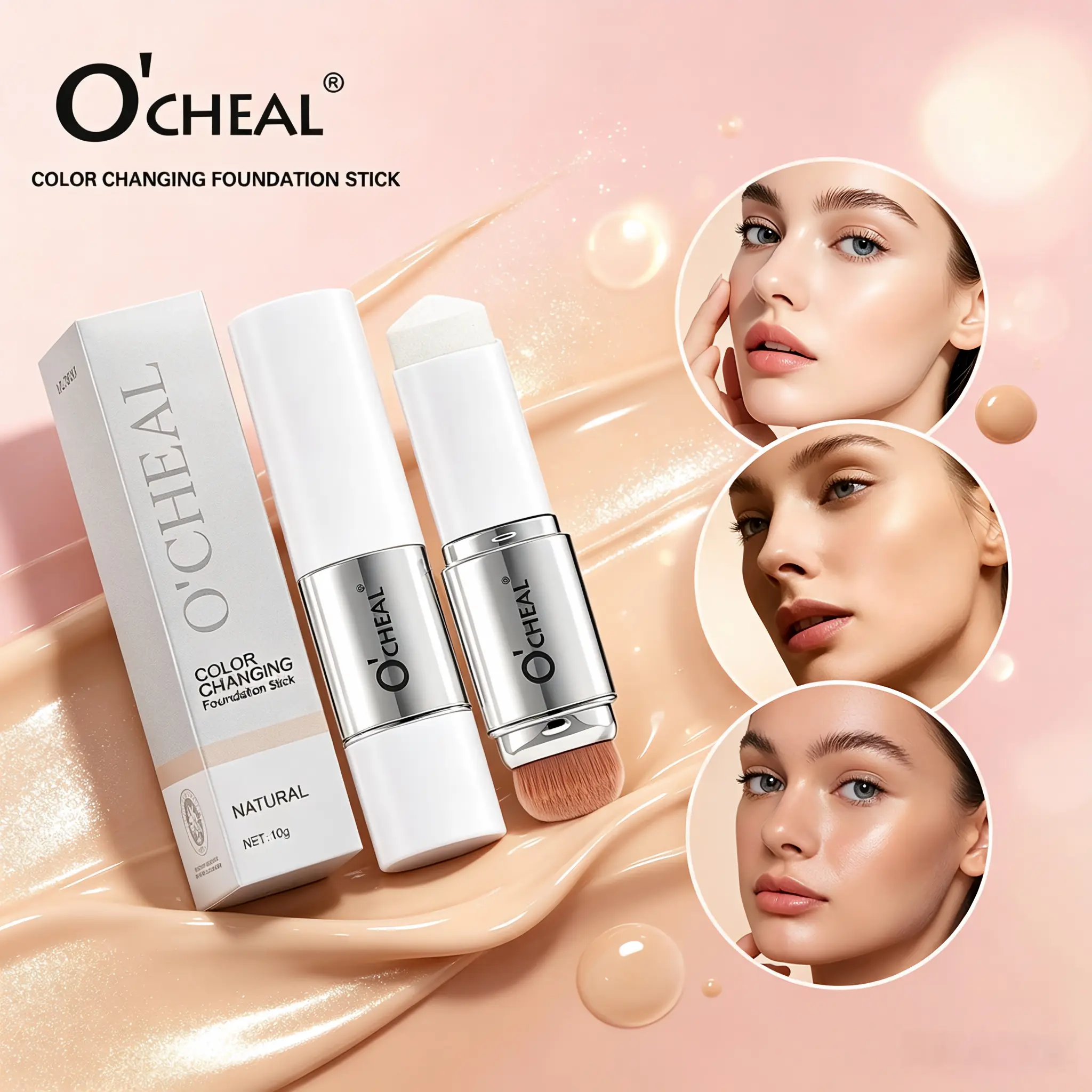 Warm foundation make-up stick, lastingconcealer, Buildable Radiant Coverage, BlendableLong Lasting, moisturizing, smooth and easy toapply, creating natural makeup effect