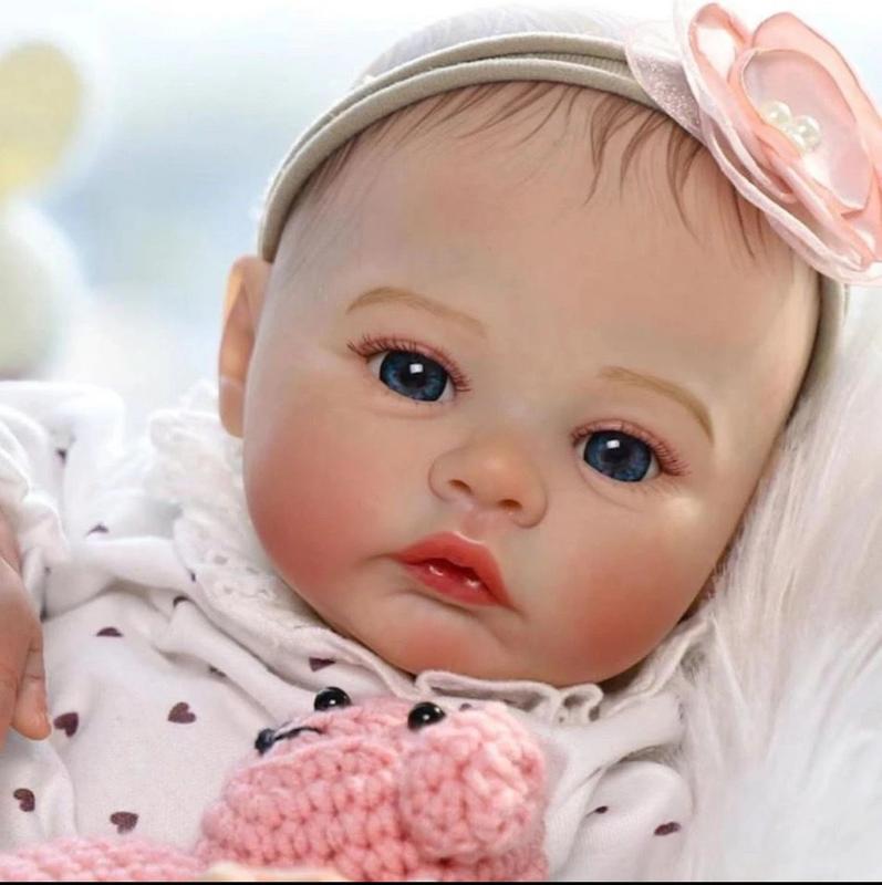Lovely Reborn Baby Dolls Eyes Awake 19 inch 48cm Real Vinyl Baby Realistic Newborn Baby Dolls Soft Cloth Body Adorable Real Life Baby Doll Toy for Kids Age 3+