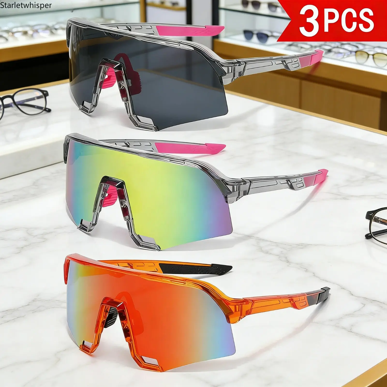 Trendy Sporty Sunglasses for Men, 3-Pack Oversized UV Blocking UV400 Protection HD Colorful Lenses Lightweight Shades, Ideal for Daily Wear, Beach Activities, Uv Blocking Sunglasses