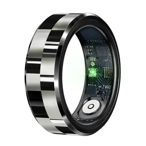 R9 Steel Wearable Smart Ring Biometric Sensor Fitness Tracker with Magnetic Charging Case, Bluetooth Connectivity, Waterproof Design, Heart Rate, Blood Pressure & Oxygen Detection, Sleep & Fitness Tracking, Android Sync, Biometric Fitness Trackers