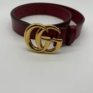 Pre-owned GUCCI GG Marmont Buckle Red Leather Belt 75.30