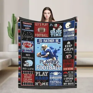 Soccer Fan Patchwork Flannel Throw Blanket, “I’d Rather Be Playing Soccer” ultra-soft, anti-pilling, hypoallergenic blanket for couch, bed, camping—great as a gift