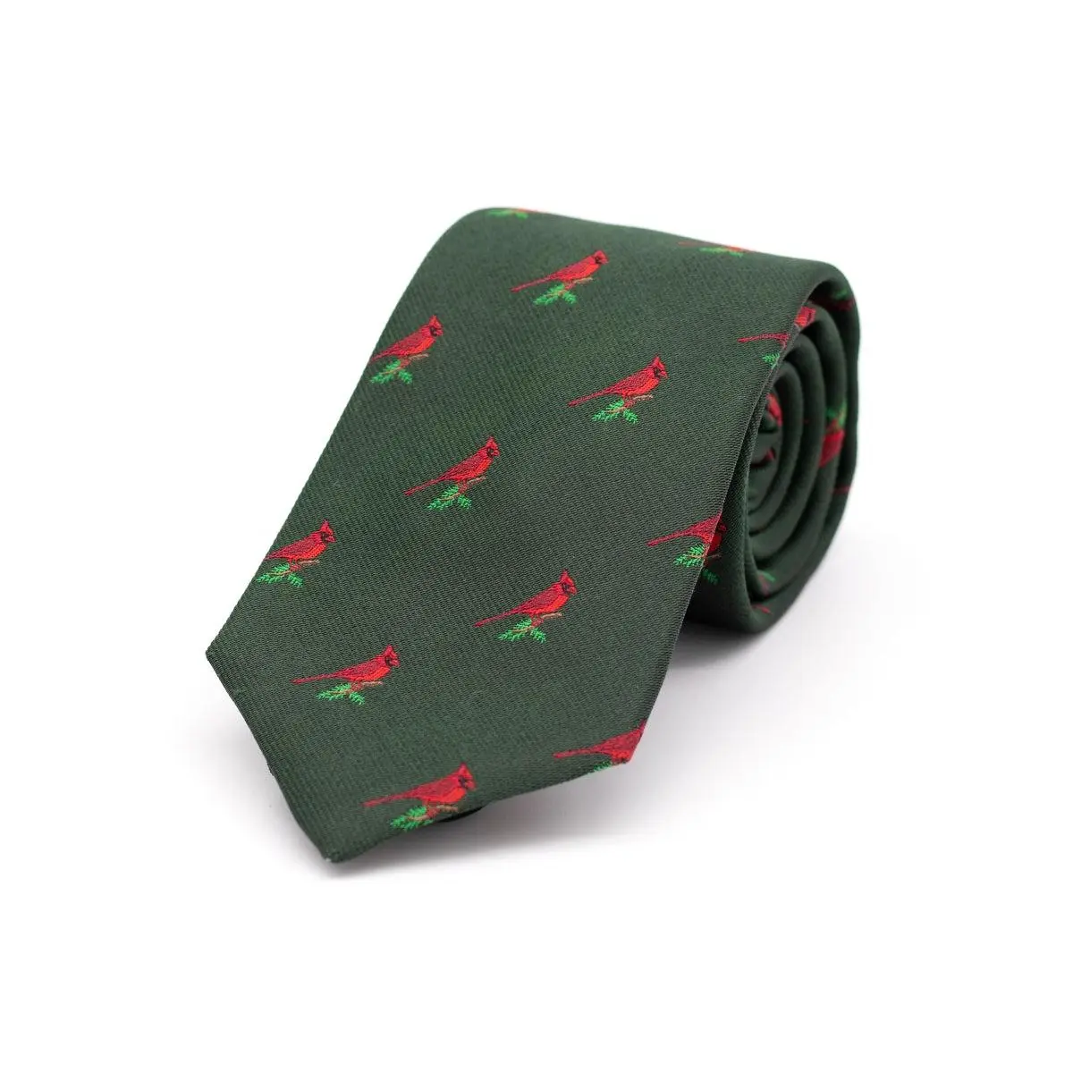 Christmas Cardinal Necktie - Emerald