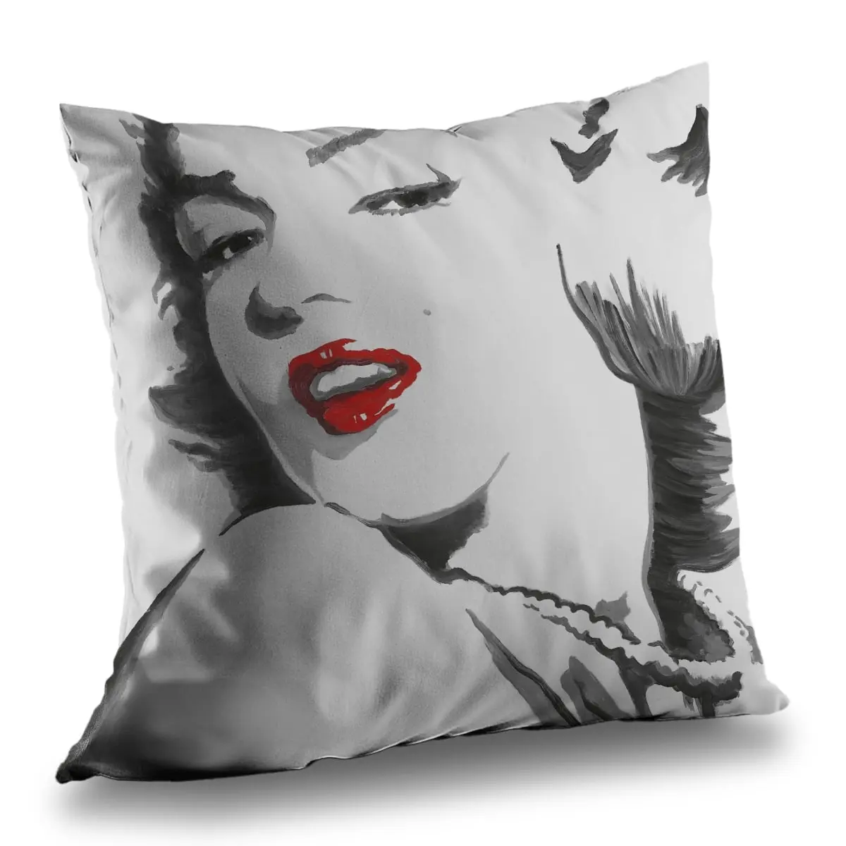 Begin Home Decor C1PC1414MPOSJ5 14x14 in. Vintage Hollywood Star Marilyn Monroe Outline Red Pop Art Throw Pillow - Glamour Versatile Home Decor for Art Lovers