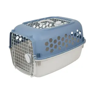 Vibrant Life Multicolored 24 in Plastic Double Door Dog and Cat Kennel with Top Opening for Easy Entry and Exit
