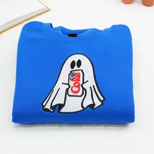 Ghost Energy Drink Embroidered Halloween Sweatshirt – Funny Soda Can Ghost Design, Cozy Unisex Fall Pullover,  Spooky Cute Outfit for Gen Z, Perfect Halloween Gift for Friends or Fall Birthday