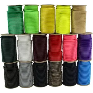 Marine Grade Bungee Cord - 100% Elastic Dacron Polyester Shock Cord for DIY, Tie Downs, 1/8" x 25ft, Black