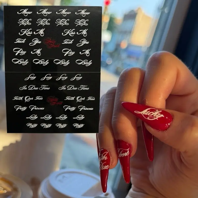 White Calligraphy Nail Stickers for Quick High Quality Nail Art with Easy Application, Nail Supplies, Calligraphy Stickers - How To Get Perfect Nail Art - MULTI PACK - Satiin Scripts
