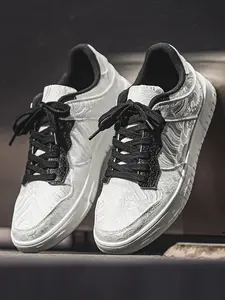 Men's Sporty PU Leather Sneakers, Comfortable Breathable Basketball Tennis Shoes, All Season Casual Footwear Size 39-47