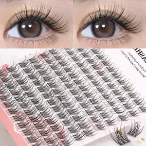 120pcs Cartoon False Eyelashes, Fish Tail Three-Part Segmented Lashes, Fluffy Eyelash Clusters, Bold separated lashes, Cosmetic Eyelashes, High Quality Eyelashes, Natural Look, Easy to Wear, Reusable, Suitable for Beginners, Fluffy Wispy Lashes