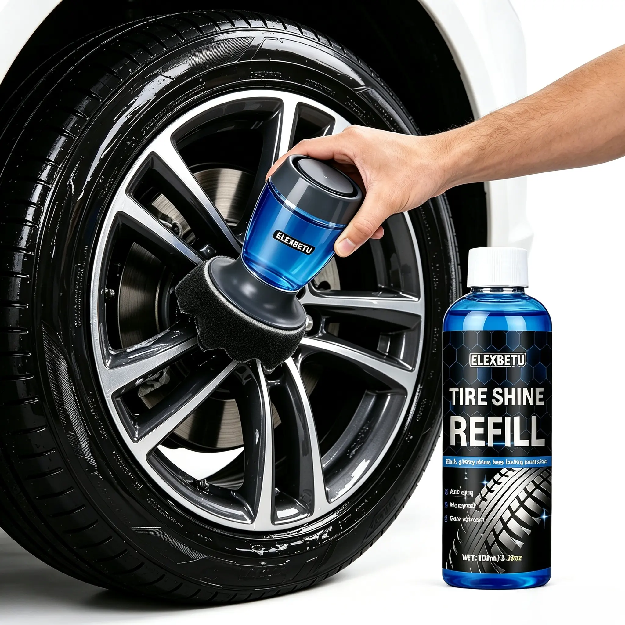 Tire Shine - Long Lasting Glossy Finish, Restores Deep Black, UV Protection & Quick Drying, No Mess, for Car Truck SUV– Buy 1 Get 1 Free