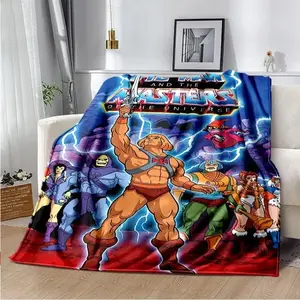 Masters of The Universe Anime Blanket Cartoon He-Man Flannel Soft Comfortable  Sofa Bed sVintage Hero & Villain Group Art Flannel Blanket, Premium Soft Warm Throw with Nostalgic Cartoon Print, Perfect Decorative Blanket for 80s Nostalgia & Retro Fans