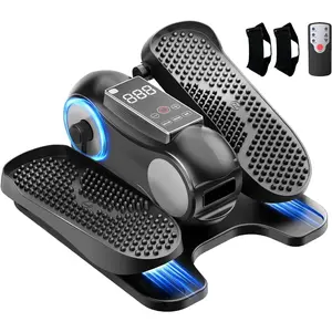 Under Desk Elliptical Machine, Elliptical  Exerciser as Seen  TV for Senior with Remote Control, Portable Quiet Electric Seated Pedal and 12 Adjustable Speed, Black
