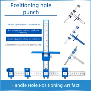 Cabinet Hardware Jig, Aluminum Alloy and Stainless Steel Cabinet Handle Jig with Center Punch, Adjustable Cabinet Hardware Template for Installation of Door Drawer Front Knobs Handles and Pulls