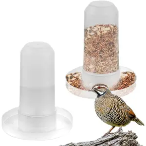 2 Pack Quail Plastic Food Feeder and Bird Water Dispenser Plastic for Quail Chick Parakeet Budgies Cockatiel Lovebird Small Birds(Transparent), Bird Water Feeder, Bird Cage Accessory, Automatic Bird Waterer, Bird Accessory, Lightweight Feeder