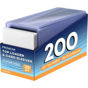 200 Card Sleeves Top Loaders for Cards, 3" x 4" Hard Plastic Toploaders, Baseball Card Protectors, Trading Card Holder for Football Sports Cards (100 Toploaders + 100 Penny Sleeves)