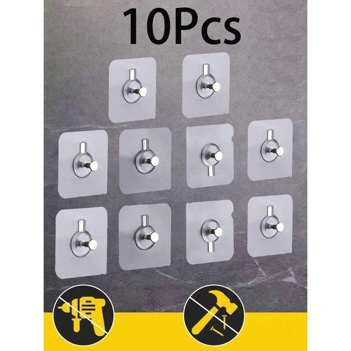 Transparent No-Drill Strong Adhesive Wall Picture Frame Hanging Hooks 10Pcs Clear PVC Damage-Free Over The Door Organizer Clothes Hook Wall Coat Hanger Command Strips