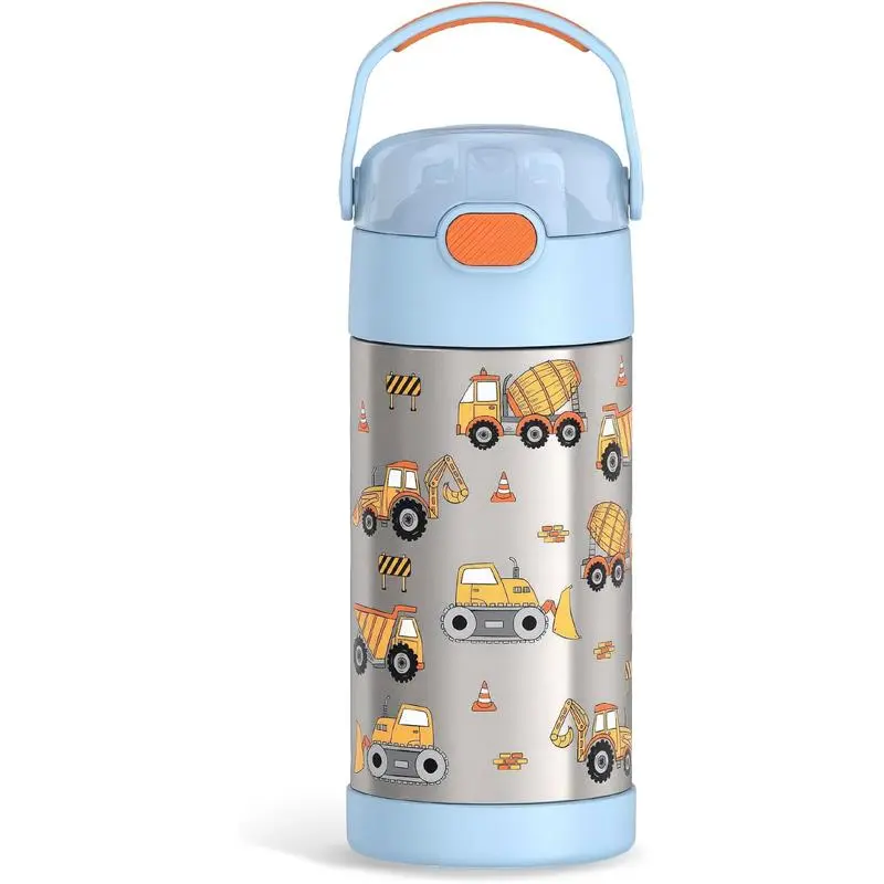 THERMOS FUNTAINER 12Oz Kids Stainless Steel Vacuum Insulated Water Bottle with Lid, Construction