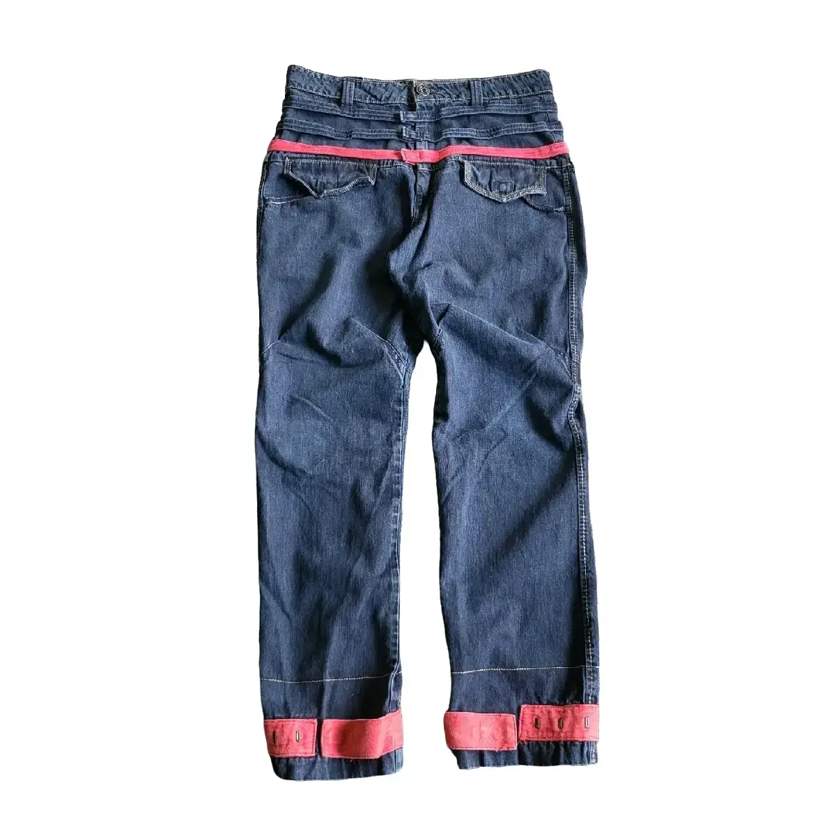 Y2K Marithe Francois Girbaud Jeans 34x31 Black Red Straps Loose Baggy Relaxed Urban
