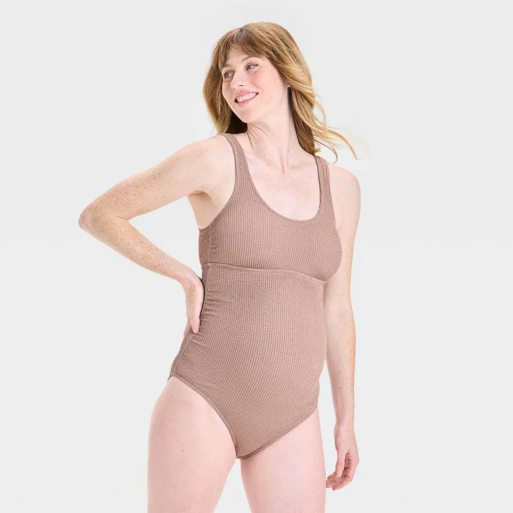 Crinkle Maternity Swimsuit - Isabel Maternity by Ingrid & Isabel, Maternity Apparel, Over Shoulder