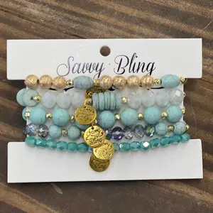 Teal bracelet stack