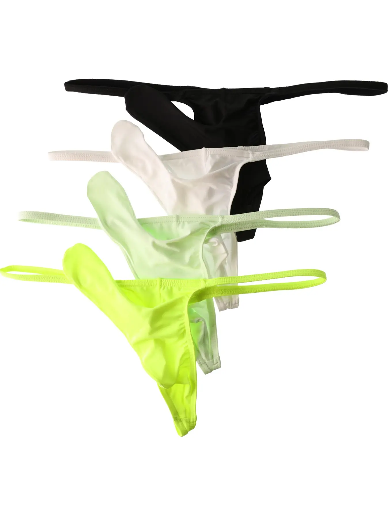 Men's Ultra-Thin Striped Thongs, Transparent Elastic Fashion Underwear, Breathable Comfortable Summer Shorts, 4 Pack