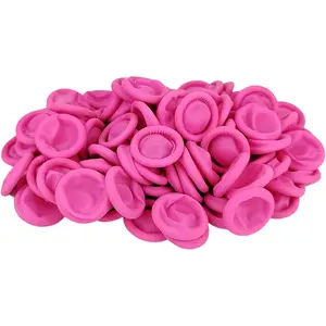 100 Pcs Finger Protectors Disposable Finger Covers Latex Anti-Static Finger Tip Rubber Protection Keep Dressing Dry and Clean (Pink, M)