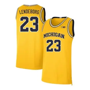 Yellow #23 Lendeborg Michigan Style Basketball Jersey, College Basketball Fan Tank Top, Breathable Mesh Athletic Shirt, Game Day Gift