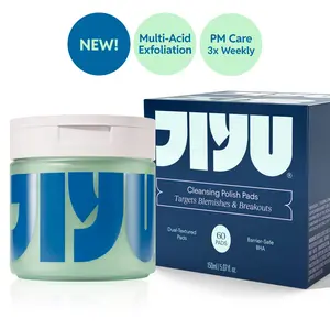 NEW️!! JIYU Dual-Textured Cleansing Polish Pads - Exfoliating Korean Skincare Pads for Blemishes, Texture, Redness with AHA, BHA, LHA, PHA Complex, Salicylic Acid, Niacinamide, GESOZLA Complex