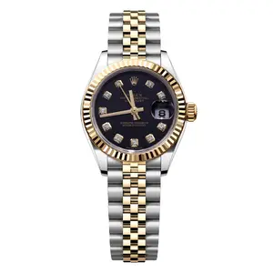 Rolex Lady-Datejust 26 179173 Automatic Two-Tone Black Factory Diamond Dial Watch WHP041116