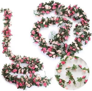 8 Pcs 16.4Ft Flower Garland Artificial Rose Vines for Bedroom, Cute Fake Hanging Flower Vines Floral Garland Decorations for Halloween Wedding Party Wall Room Decor Aesthetic