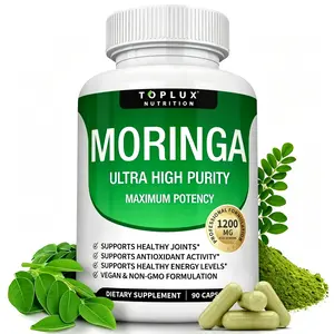 Toplux Moringa Capsules 1200mg - Pure Moringa Powder for Immune, Gut health 90 Capsules
