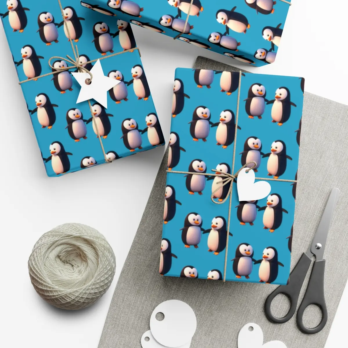 Penguin Blue Seasonal Gift Wrap Papers