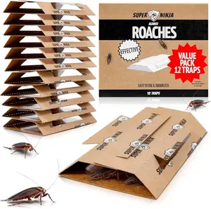 Super Ninja Roach Traps Indoor, Roach Killer Indoor Infestation Control, Safe & Toxin-Free Cockroach Trap with Food Attractant, Nature-Friendly Pest Solution for Home, Garage & Shed