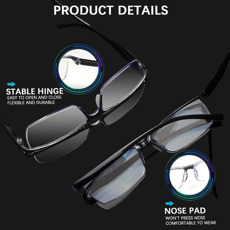 3 Pack Reading Glasses Men Blue Light Blocking Readers Half Rim Computer Eyeglasses with Spring Hinge Anti Eye Strain Business Style Comfortable Readers for Men Year-round Essential Birthday Christmas Gift for Dad Grandpa
