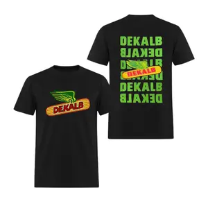 Dekalb T-Shirt, 2 Sides, Winged Corn Logo with Stacked Text, Modern Agriculture Graphic Tee, Oversized T-shirt for Men, Gift for American Farmers